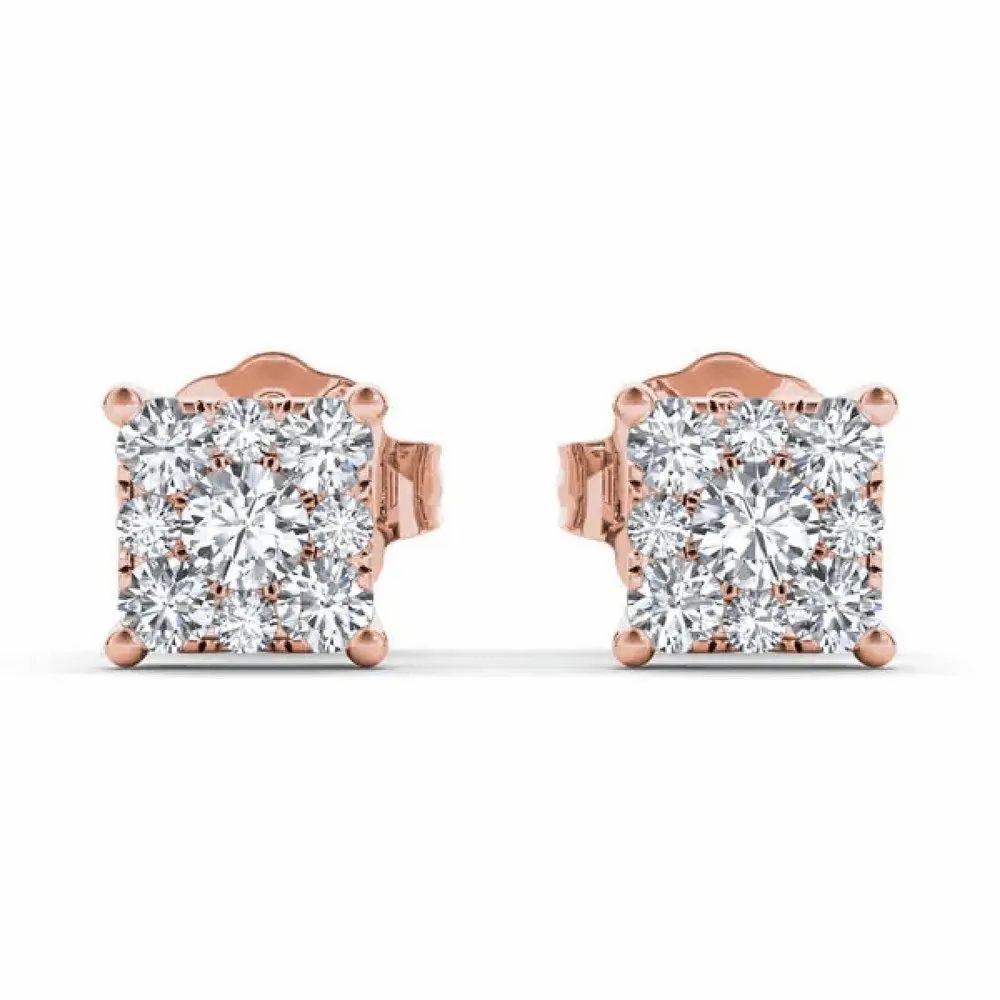 Lab Diamond Stud Earrings in 14k Gold Designer Stud Earrings - Etsy